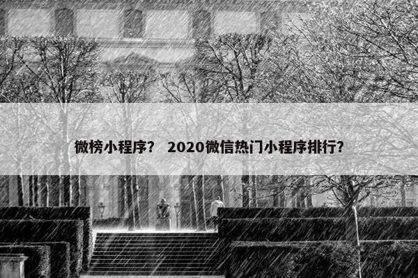 微榜小程序？ 2020微信热门小程序排行？
