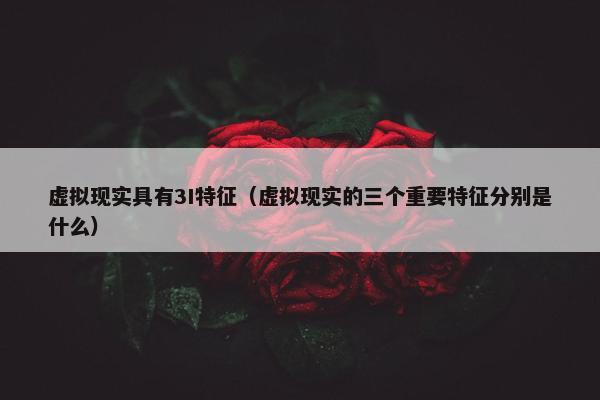 虚拟现实具有3I特征（虚拟现实的三个重要特征分别是什么）