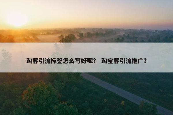 淘客引流标签怎么写好呢？ 淘宝客引流推广？