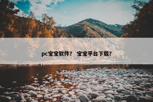 pc宝宝软件？ 宝宝平台下载？