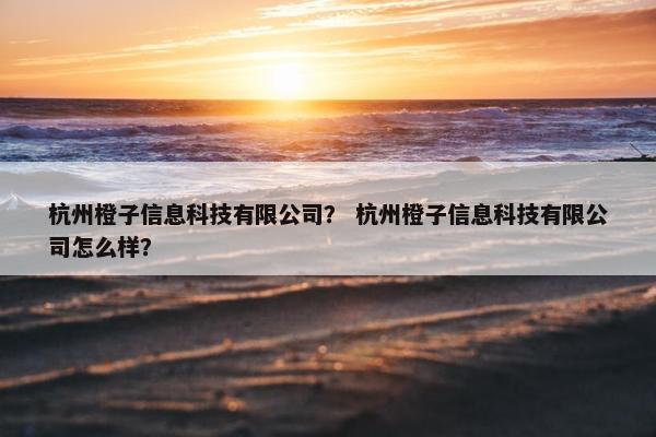杭州橙子信息科技有限公司？ 杭州橙子信息科技有限公司怎么样？