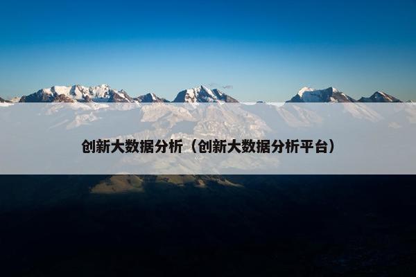 创新大数据分析（创新大数据分析平台）