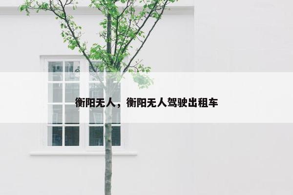 衡阳无人，衡阳无人驾驶出租车