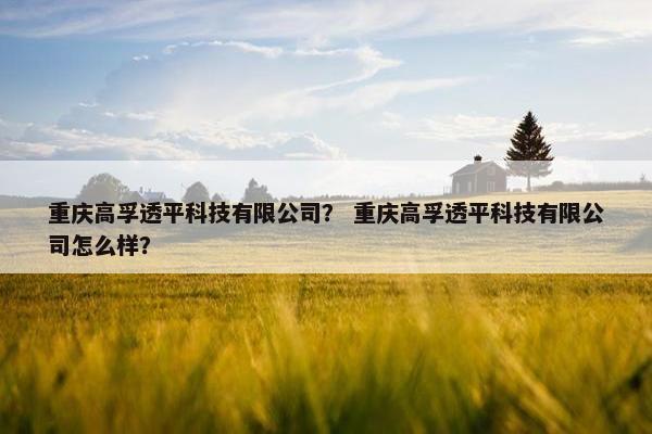 重庆高孚透平科技有限公司？ 重庆高孚透平科技有限公司怎么样？