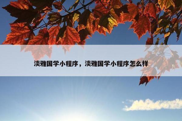 淡雅国学小程序，淡雅国学小程序怎么样