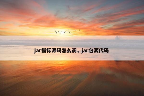 jar指标源码怎么调，jar包源代码