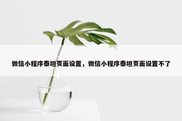 微信小程序泰坦页面设置，微信小程序泰坦页面设置不了