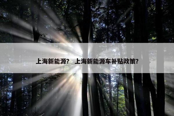 上海新能源？ 上海新能源车补贴政策？