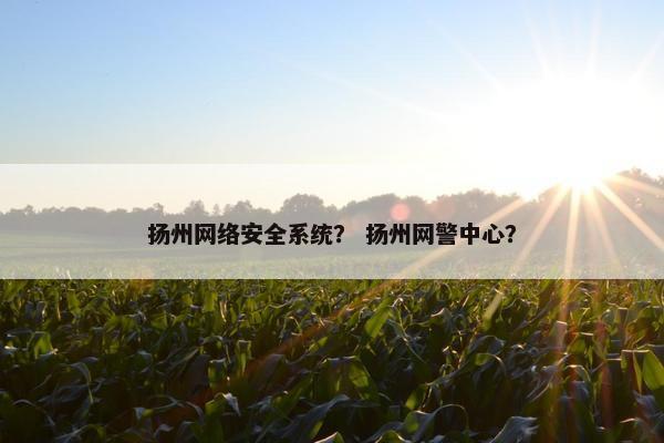 扬州网络安全系统？ 扬州网警中心？