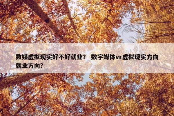 数媒虚拟现实好不好就业？ 数字媒体vr虚拟现实方向就业方向？