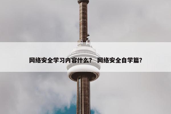网络安全学习内容什么？ 网络安全自学篇？