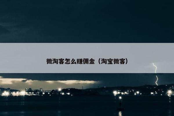 微淘客怎么赚佣金（淘宝微客）