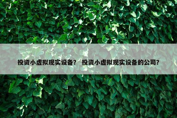 投资小虚拟现实设备？ 投资小虚拟现实设备的公司？