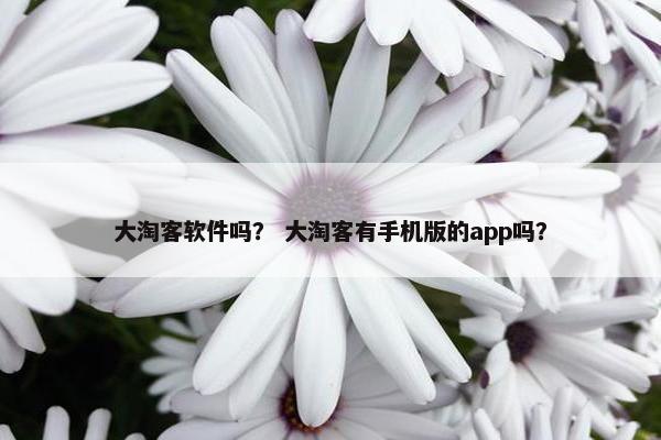 大淘客软件吗？ 大淘客有手机版的app吗？