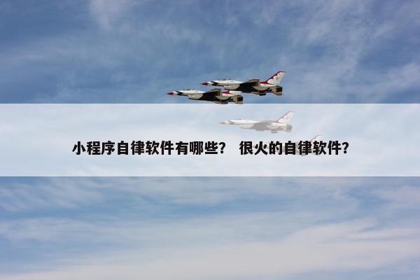 小程序自律软件有哪些？ 很火的自律软件？