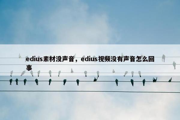 edius素材没声音，edius视频没有声音怎么回事