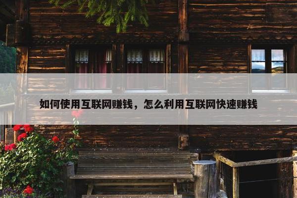 如何使用互联网赚钱，怎么利用互联网快速赚钱