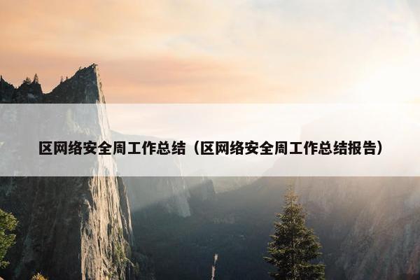 区网络安全周工作总结（区网络安全周工作总结报告）