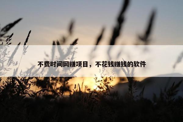 不费时间网赚项目，不花钱赚钱的软件