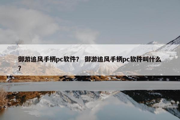 御游追风手柄pc软件？ 御游追风手柄pc软件叫什么？