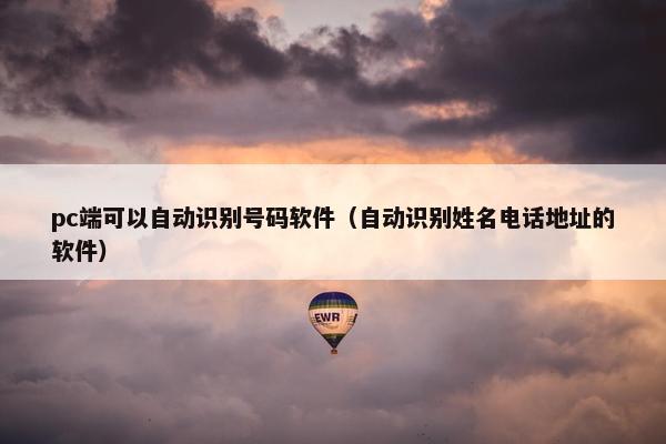 pc端可以自动识别号码软件（自动识别姓名电话地址的软件）