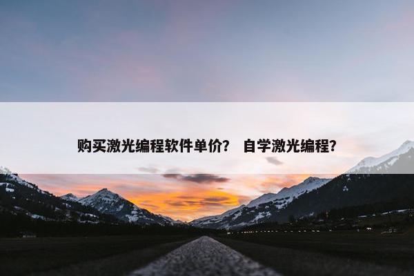 购买激光编程软件单价？ 自学激光编程？