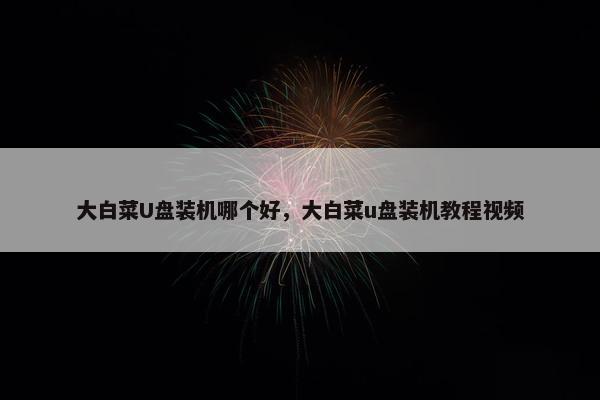 大白菜U盘装机哪个好，大白菜u盘装机教程视频
