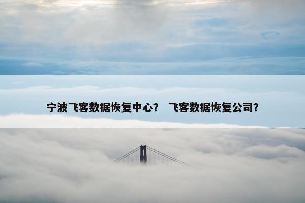 宁波飞客数据恢复中心？ 飞客数据恢复公司？