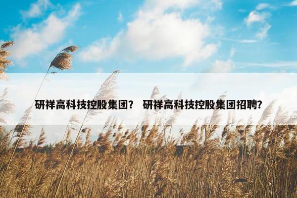 研祥高科技控股集团？ 研祥高科技控股集团招聘？