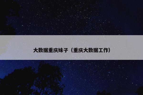 大数据重庆妹子（重庆大数据工作）