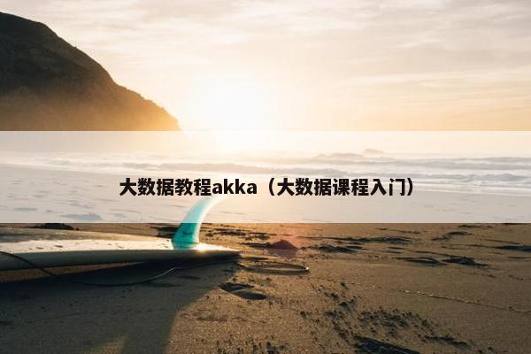大数据教程akka（大数据课程入门）