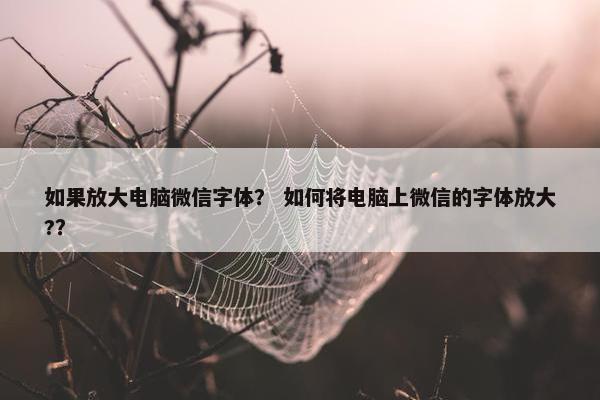 如果放大电脑微信字体？ 如何将电脑上微信的字体放大?？