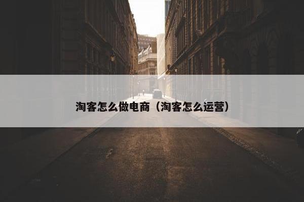 淘客怎么做电商（淘客怎么运营）