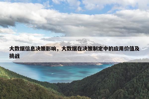 大数据信息决策影响，大数据在决策制定中的应用价值及挑战