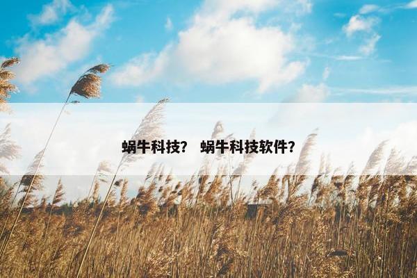 蜗牛科技？ 蜗牛科技软件？