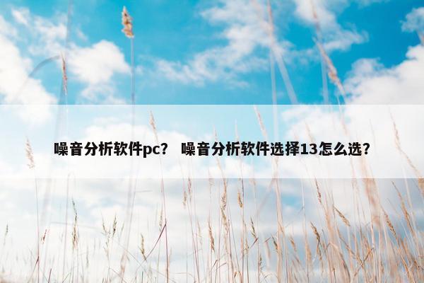 噪音分析软件pc？ 噪音分析软件选择13怎么选？