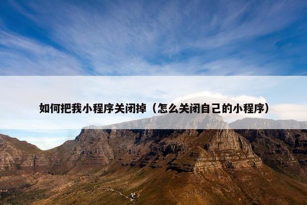 如何把我小程序关闭掉（怎么关闭自己的小程序）