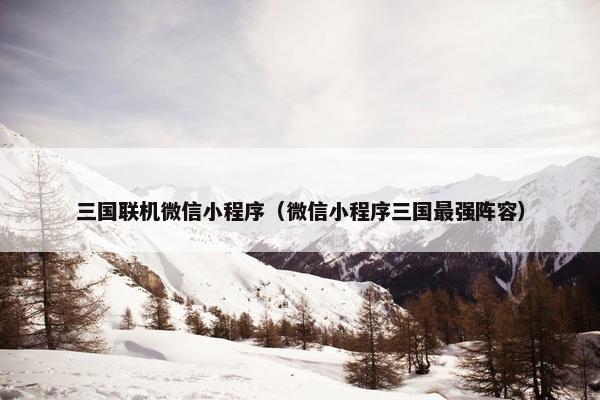 三国联机微信小程序（微信小程序三国最强阵容）