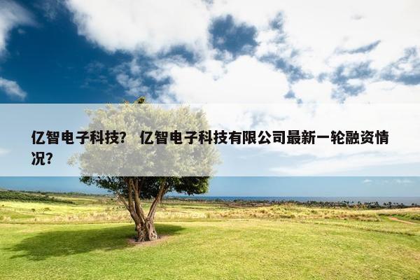 亿智电子科技？ 亿智电子科技有限公司最新一轮融资情况？