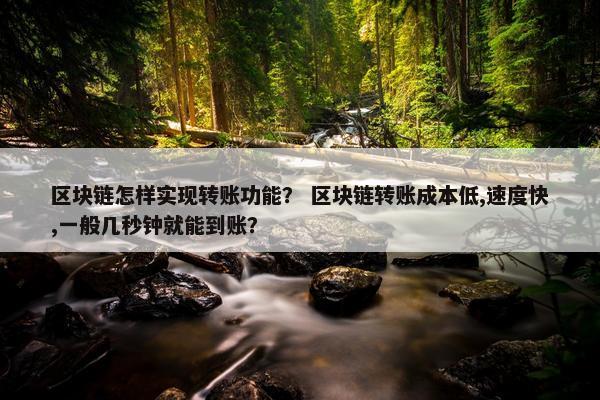 区块链怎样实现转账功能？ 区块链转账成本低,速度快,一般几秒钟就能到账？