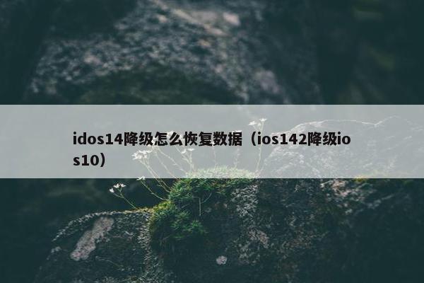 idos14降级怎么恢复数据（ios142降级ios10）