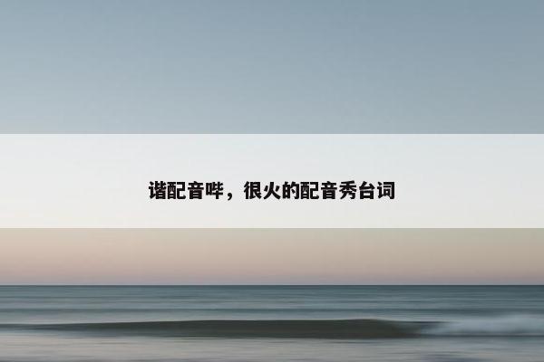 谐配音哔，很火的配音秀台词