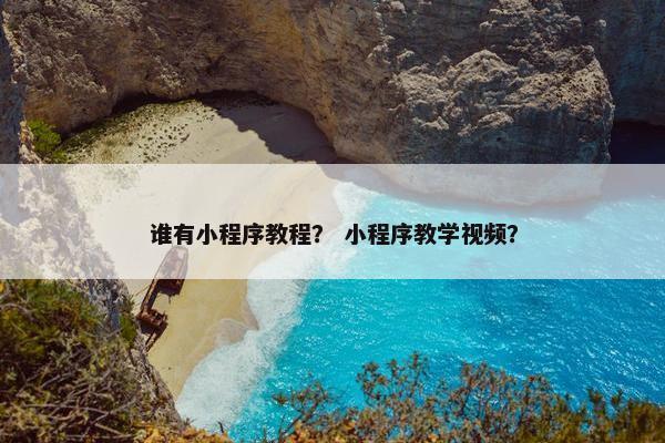 谁有小程序教程？ 小程序教学视频？