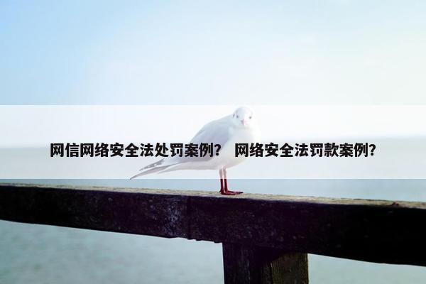 网信网络安全法处罚案例？ 网络安全法罚款案例？