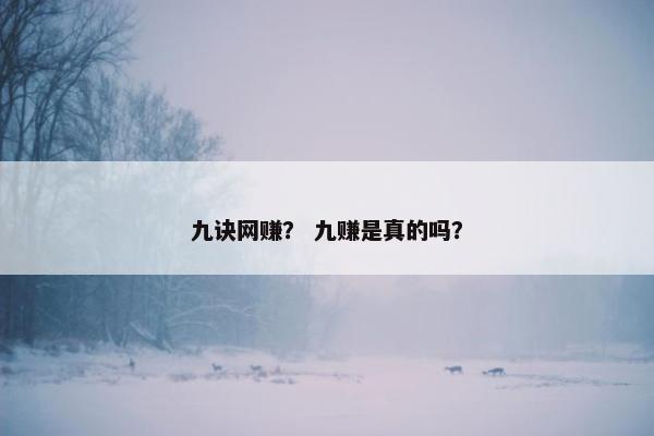 九诀网赚？ 九赚是真的吗？