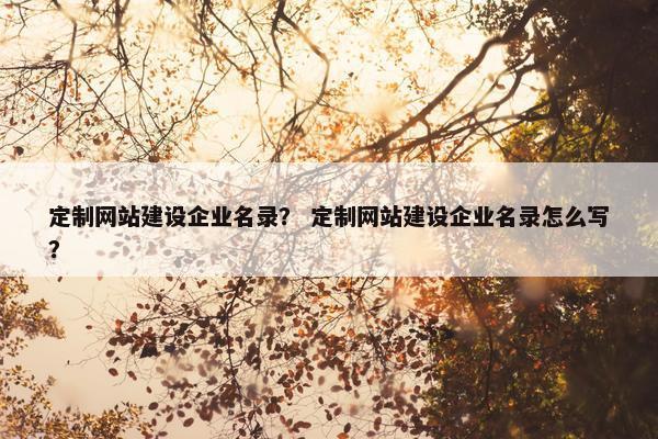 定制网站建设企业名录？ 定制网站建设企业名录怎么写？