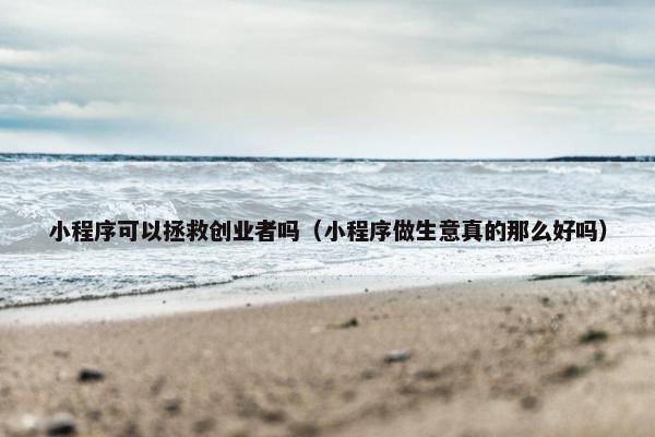小程序可以拯救创业者吗（小程序做生意真的那么好吗）
