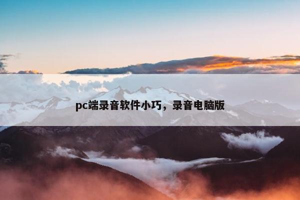 pc端录音软件小巧，录音电脑版