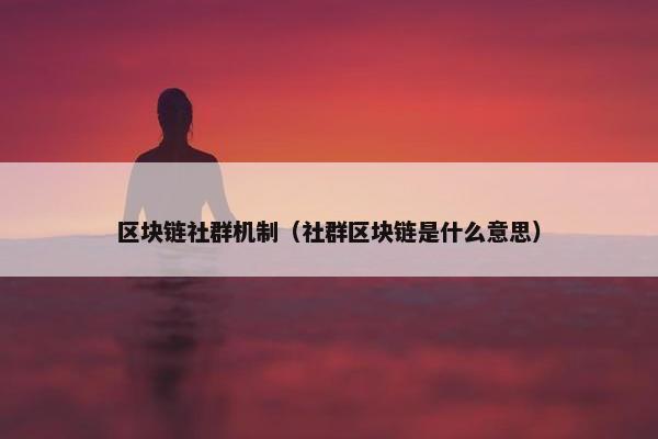 区块链社群机制（社群区块链是什么意思）