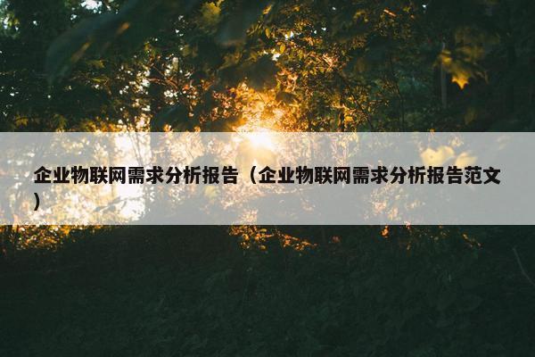 企业物联网需求分析报告（企业物联网需求分析报告范文）